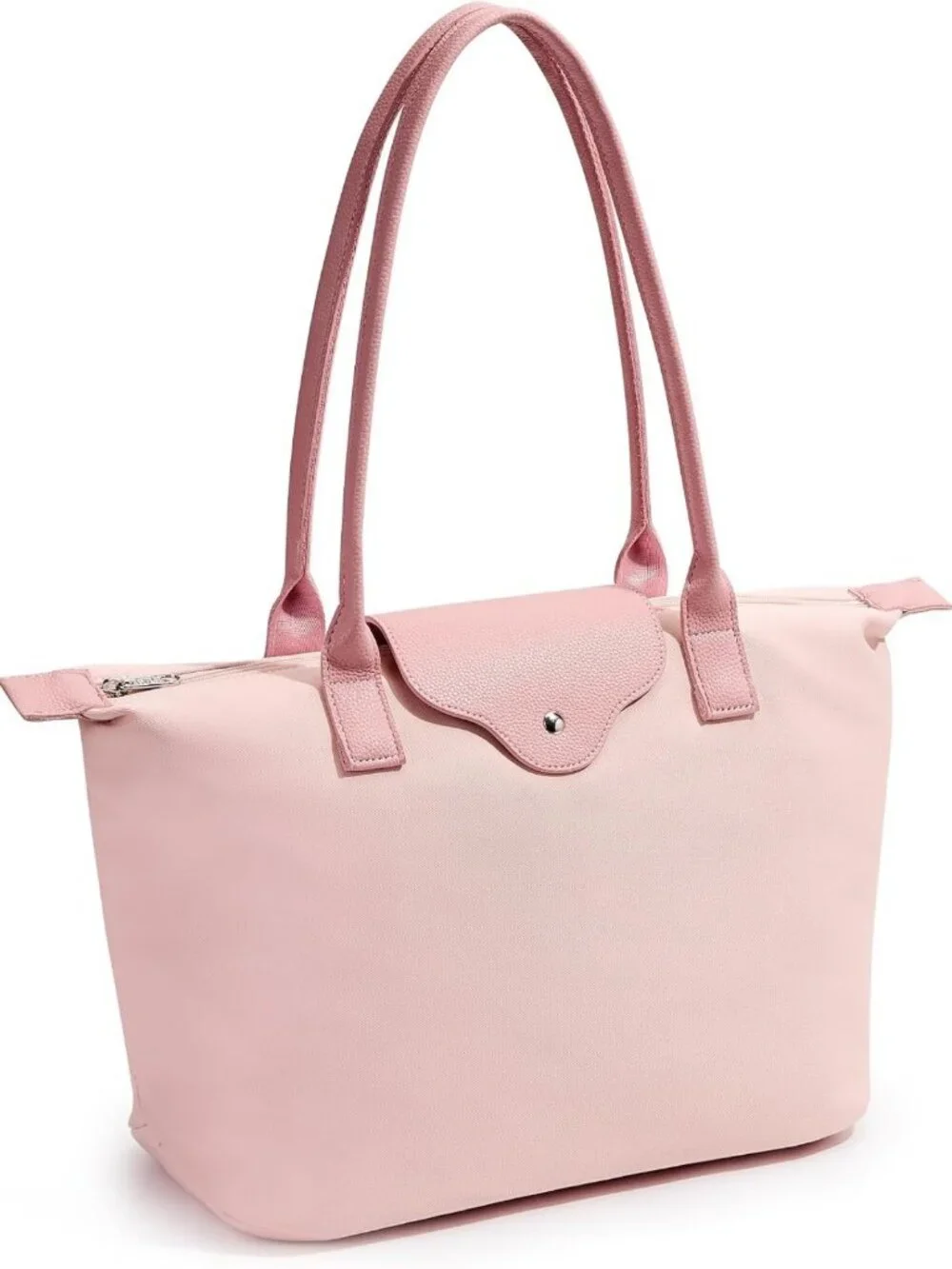 Spacious Nylon Tote Bag for Women, Large Capacity Foldable Hobo Purse, Pink
